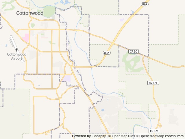 Map of Rio Verde RV Park location at Cottonwood, AZ, United States