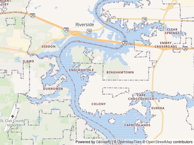 Map of Unhitched Logan Martin Lake RV Park location at Lincoln, AL, United States