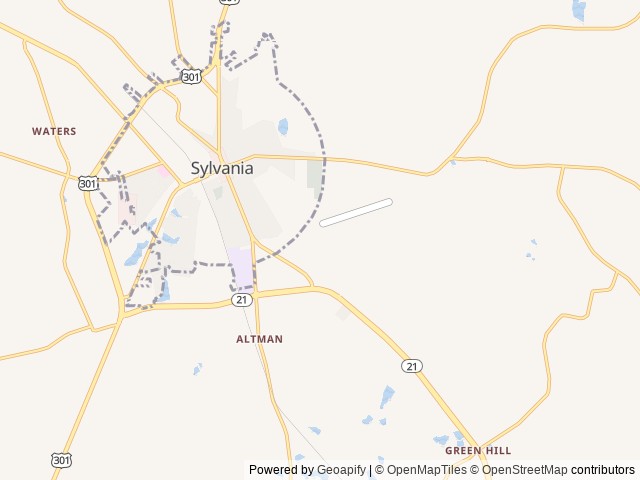 Map of Savannah River RV Park location at Sylvania, GA, United States