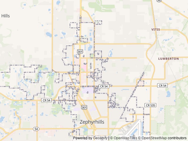 Map of Country Oaks location at Zephyrhills, FL, United States
