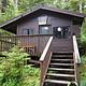 Frosty Bay Cabin, brown cabin surrounded by greenery