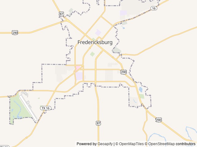 Map of Fredericksburg RV Park location at Mountain Home, TX, United States