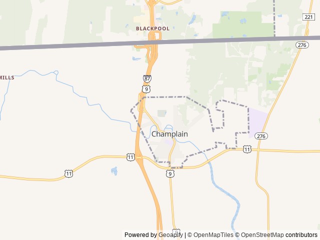Map for The Champlain Meetinghouse near Champlain, VT