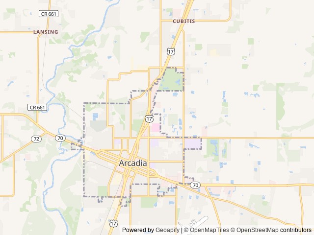 Map of The Ranch at Arcadia Palms RV Park location at Arcadia, FL, United States
