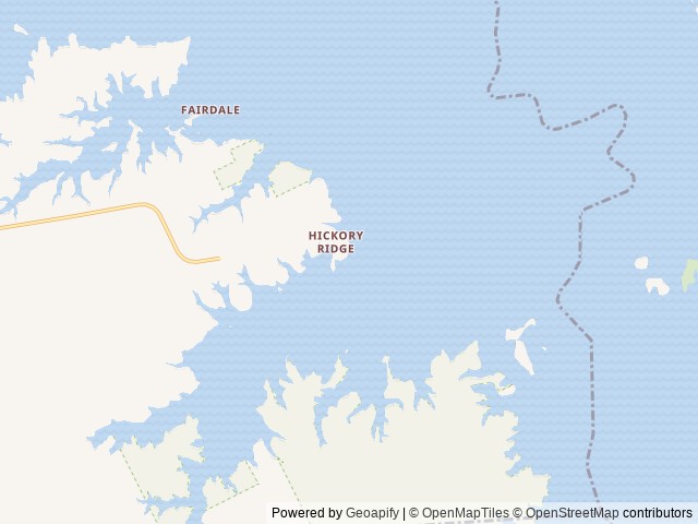 Map of Hickory Ridge Campground location at Hemphill, TX, United States