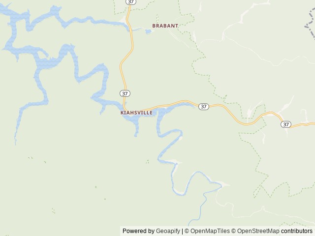 Map of East Fork (WV) location at Kiahsville, WV, United States