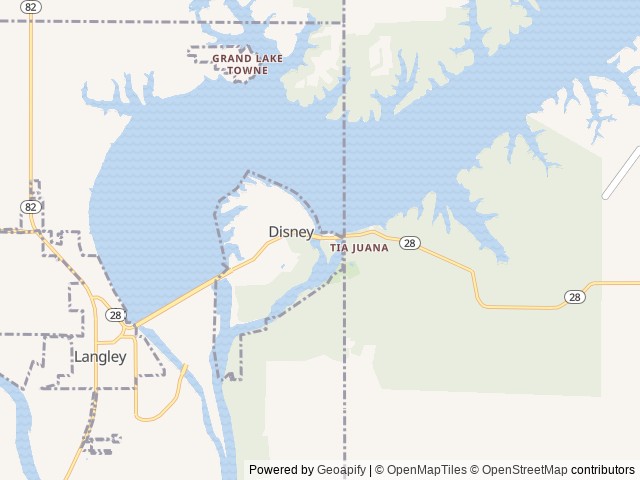 Map of Rock Island RV Park location at Disney, OK, United States