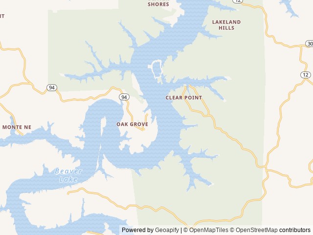 Map of Horseshoe Bend location at Rogers, AR, United States