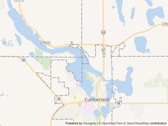 Map of Eagle Point Campground location at Cumberland, WI, United States