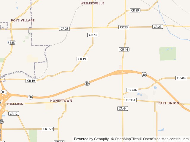 Map for Jake & Amy’s family fun RV near Wooster, OH