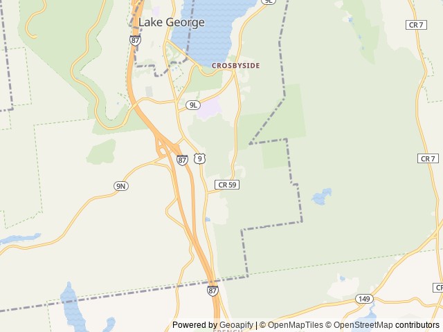 Map of King Phillip's Campground location at Lake George, NY, United States
