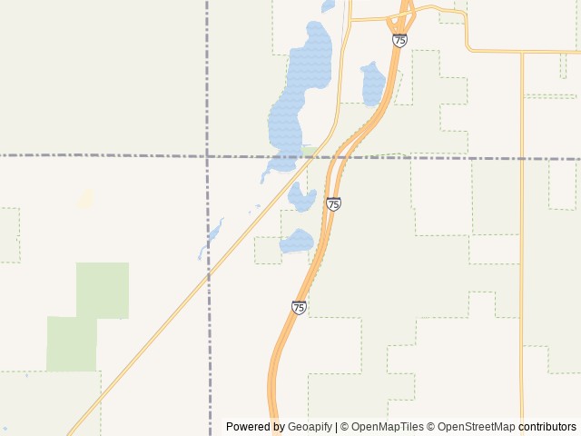 Map of Gaylord South / Bradford Lake KOA Holiday location at Frederic, MI, United States