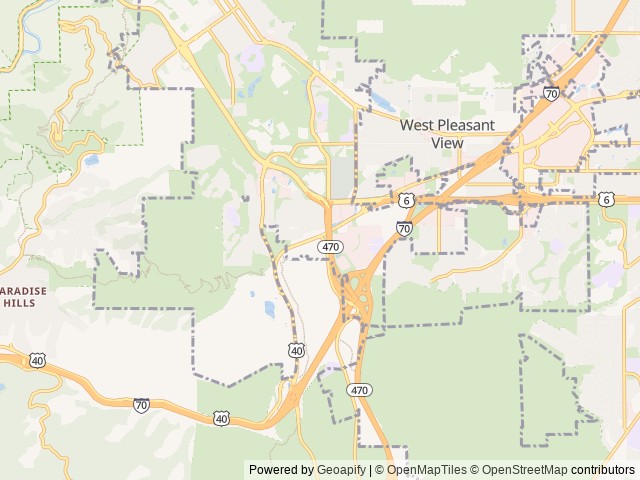 Map of Dakota Ridge RV Park location at Golden, CO, United States