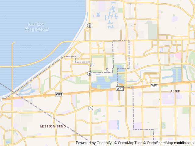 Map of Highway 6 RV Resort location at Houston, TX, United States