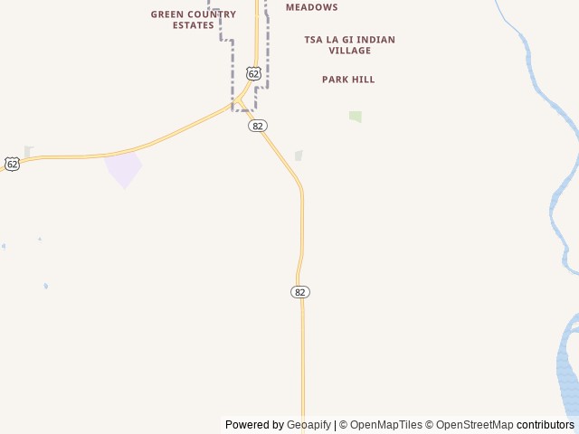 Map of Cedar Creek Campgrounds & Storage location at Park Hill, OK, United States