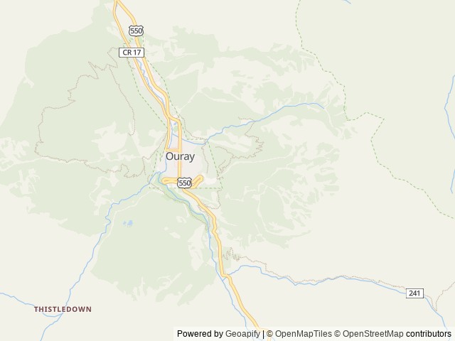 Map of Amphitheater (CO) location at Ouray, CO, United States