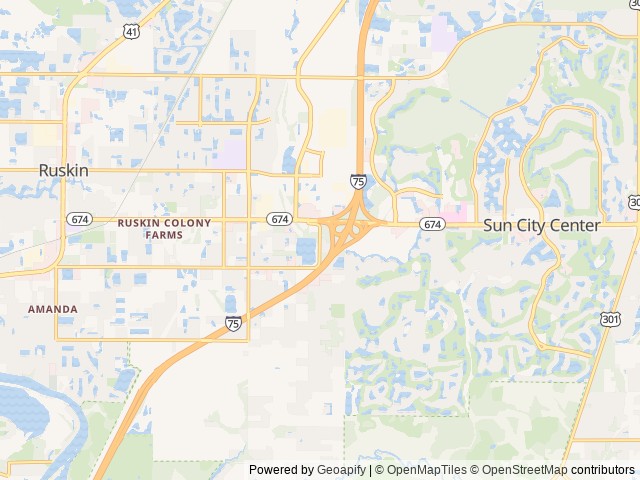 Map of Sun Lake RV Resort location at Ruskin, FL, United States