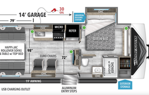 Travel Trailer / Toy Hauler / Sleeps 6 / Rear Deck