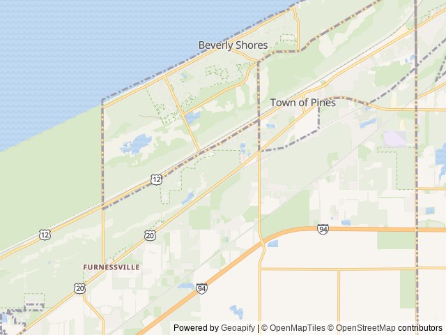 Map of Dunewood Campground location at Beverly Shores, IN, United States