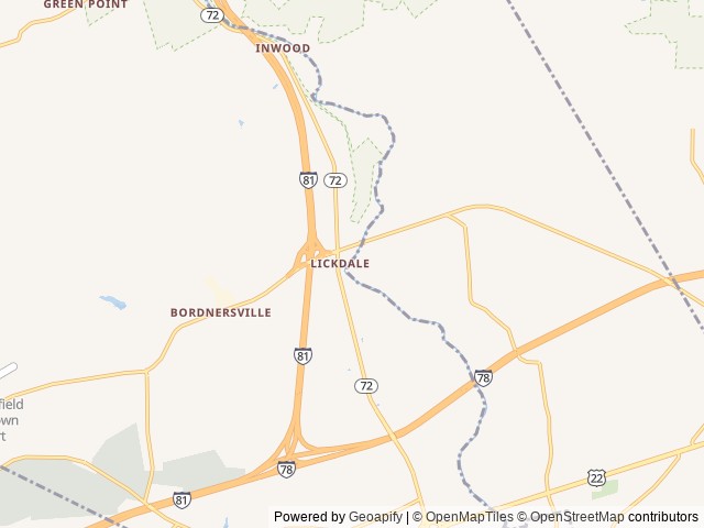 Map of Jonestown / Hershey NE KOA Journey location at Jonestown, PA, United States