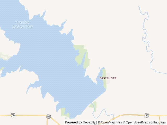 Map of Cottonwood Point location at Marion, KS, United States