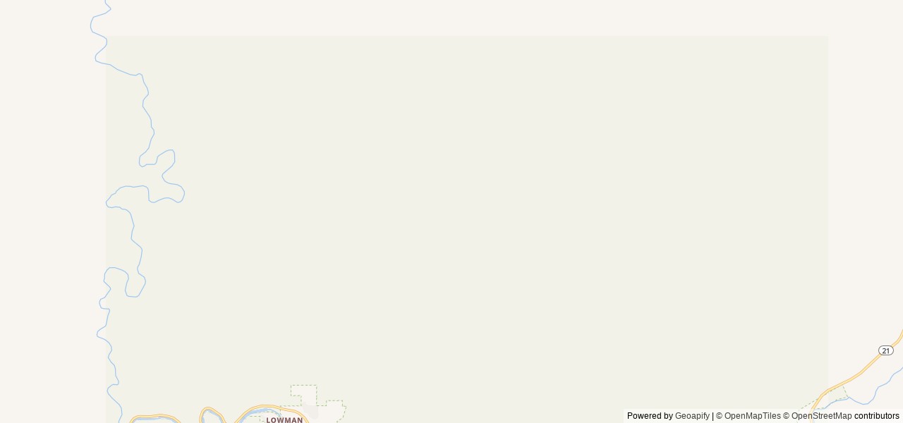 Map of Park Creek (Idaho) location at Lowman, ID, United States