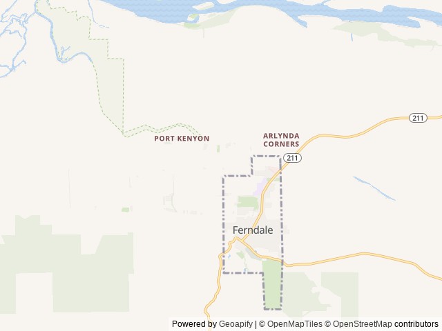 Map of Humboldt County Fair RV Park & Campground location at Ferndale, CA, United States