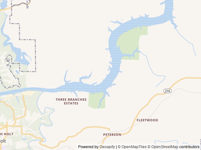 Map of Deerlick Creek location at Tuscaloosa, AL, United States