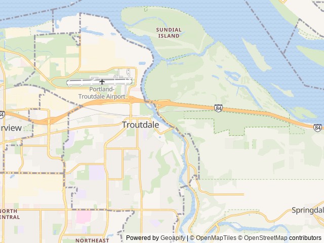 Map for 2021 Ford Transit AWD, Hot shower, roof deck near Troutdale, WA