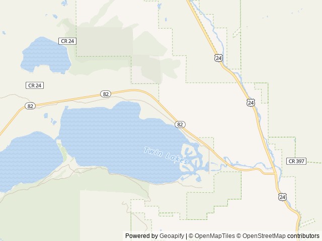 Map of Dexter Point Campground location at Twin Lakes, CO, United States