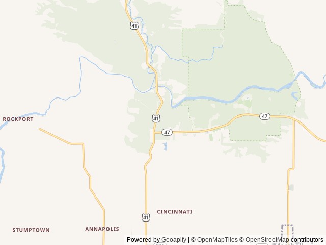 Map of Turkey Run Canoe & Camping location at Bloomingdale, IN, United States