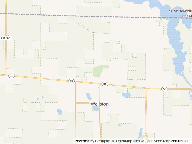 Map of Heart of the Forest RV Park location at Wellston, MI, United States