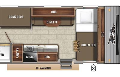 ECONOMY JAY FLIGHT w/ Queen Bed, Bunks & Full Bath