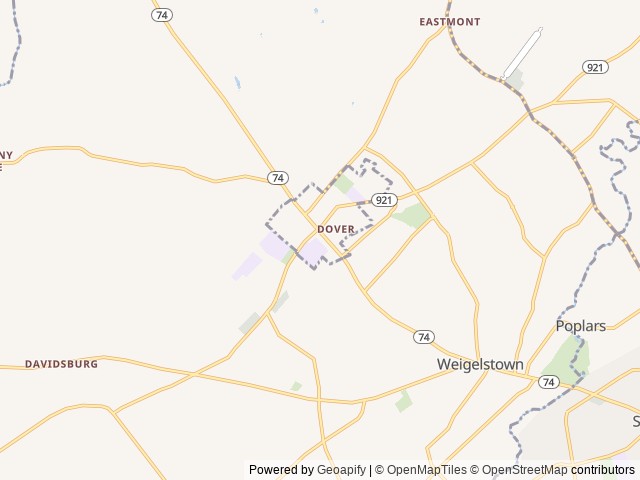 Map for TJ’s Dream vacation! near Dover, PA