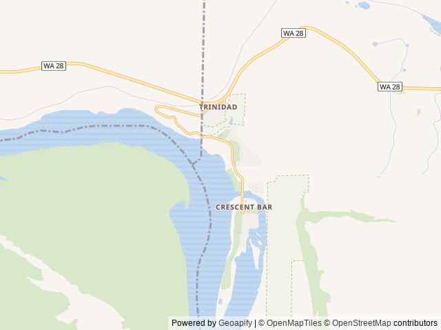 Map of Thousand Trails Crescent Bar location at Quincy, WA, United States