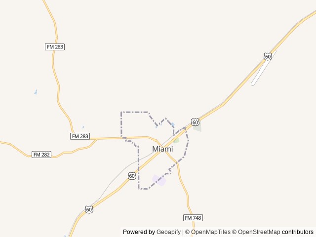 Map of Red Deer Park location at Miami, TX, United States