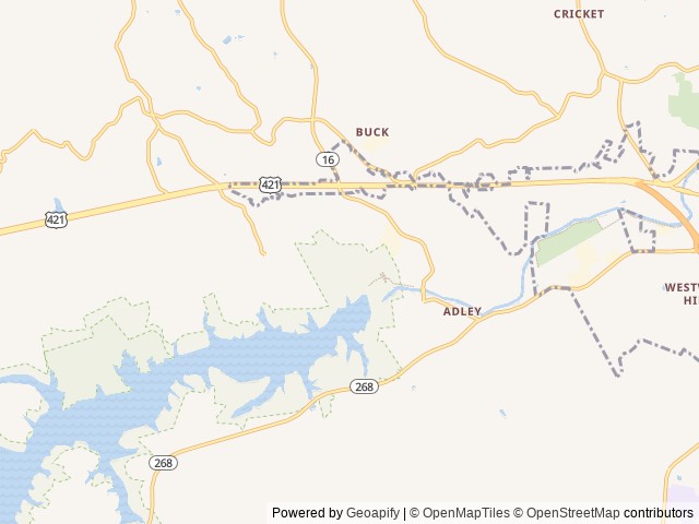 Map of Fish Dam Creek Park location at Wilkesboro, NC, United States