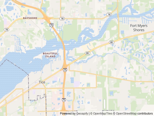 Map of Orange Harbor RV Resort (Age Restricted 55+) location at Fort Myers, FL, United States