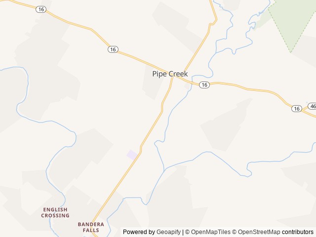 Map of Lightning Ranch RV Park location at Pipe Creek, TX, United States