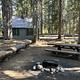 Rental cabin, picnic table, and fire ring  