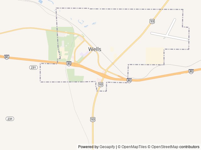 Map of Love's RV Hookup-Wells NV 365 location at Wells, NV, United States