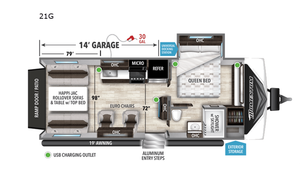 Travel Trailer / Toy Hauler / Sleeps 6 / Rear Deck