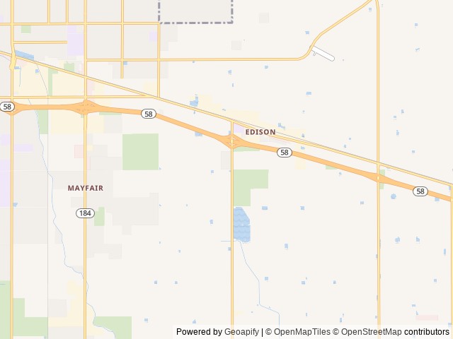 Map of Orange Grove RV Park location at Bakersfield, CA, United States