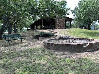 Group bonfire located in the group shelter