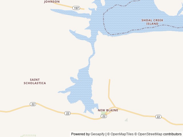 Map of Shoal Bay location at New Blaine, AR, United States