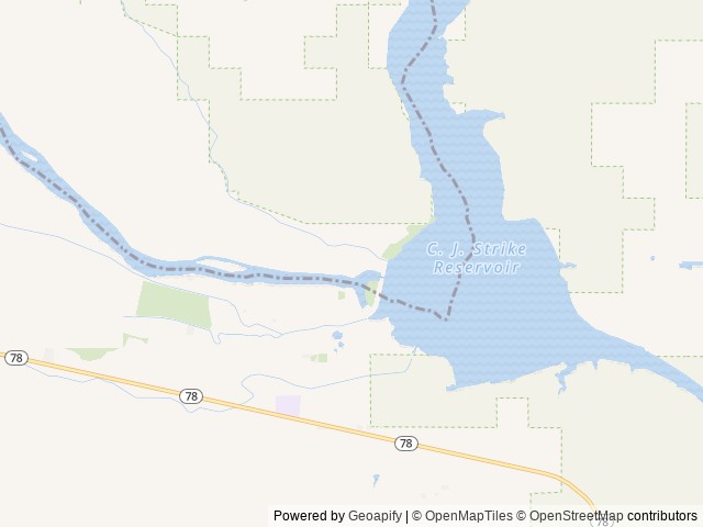 Map of CJ Strike Area - Scout Park location at 24 Mi S Of Mt Home, ID, United States