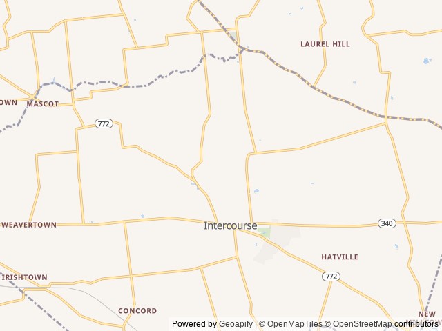 Map of Beacon Hill Camping location at Intercourse, PA, United States