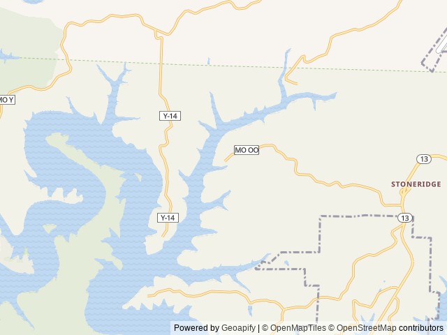 Map of Aunts Creek location at Reed Springs, MO, United States