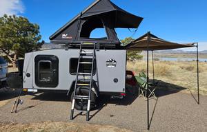 Off-Grid Teardrop Trailer Camper with Rooftop Tent