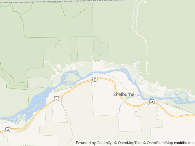 Map of Timberland Campground location at Shelburne, NH, United States